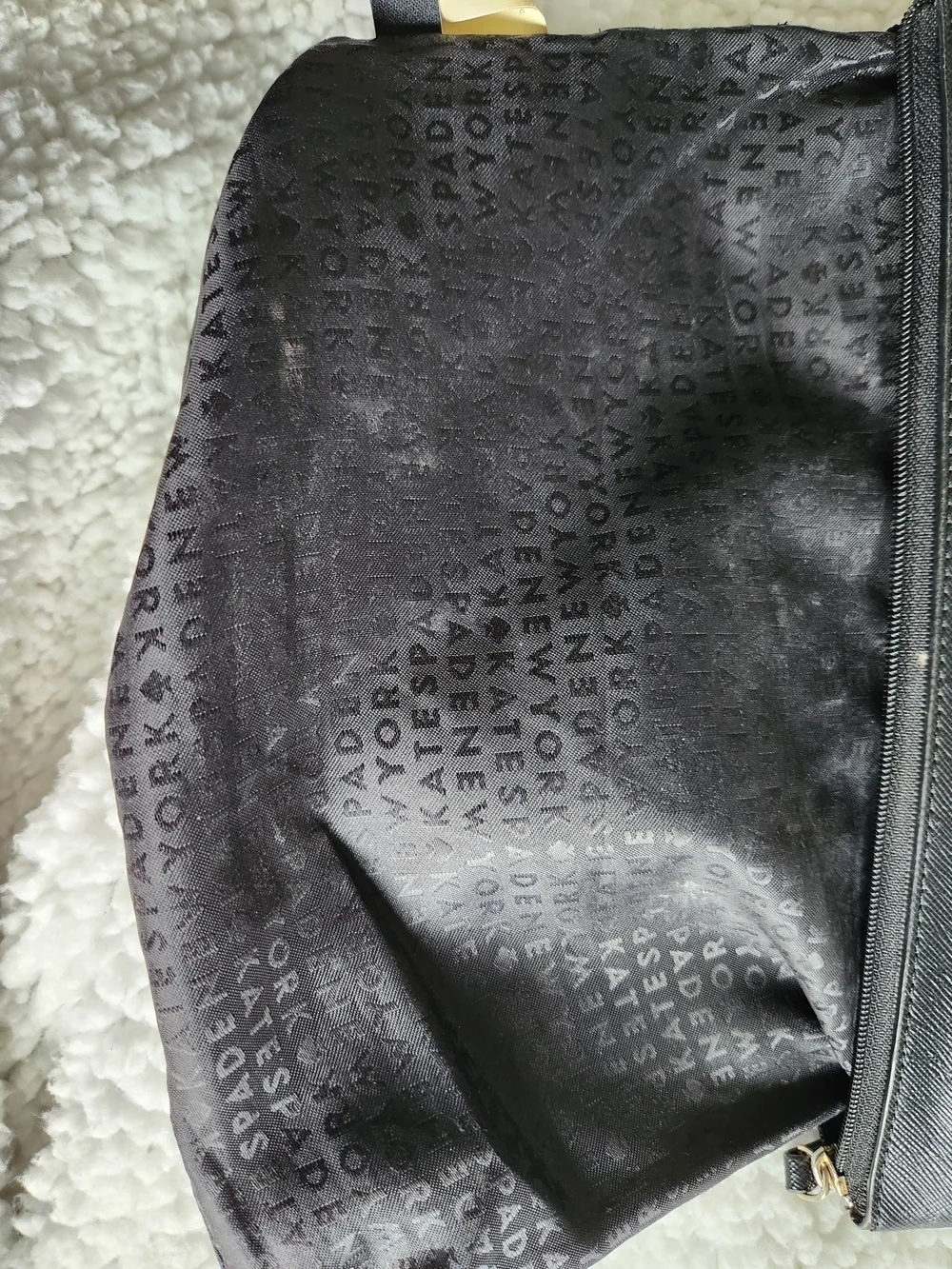 kate spade New York Black Glitter Zip Pouch